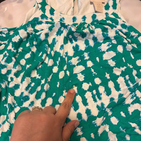 Chico’s Tie Dye Green White Halter Maxi Dress US 0 Sleeveless Keyhole Button - Picture 7 of 9